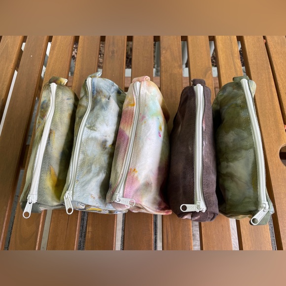 Pansy Bouquet: One of a Kind Ice Dyed Canvas Pouch - Makeup Bag - Pencil Case - Picture 5 of 8